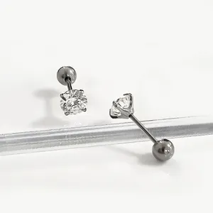 2024 Latest Trend Zirconia Earrings G23 Titanium Body Piercing Jewelry Ear Bone Studs