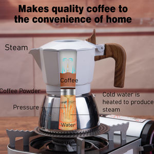 Cafetera <span class=keywords><strong>Moka</strong></span> de Aluminio de 2 Válvulas, Extracción de Alta Presión, <span class=keywords><strong>Crema</strong></span> Abundante, Tapa Hueca Transparente Anti-Salpicaduras, Cafetera Espresso para Estufa - Product Image 4