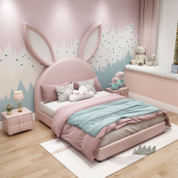 Lit Enfant Double Nouveau Design Lapin Rose Princesse Fille Garçon, Charmant Mobilier de Chambre