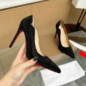 รองเท้าส้นสูงหนังแท้คุณภาพสูง ดีไซน์หรูหรา พื้นสีแดง สำหรับสุภาพสตรี รองเท้าส้นเข็มแบบเปิดส้น เหมาะสำหรับงานปาร์ตี้กลางแจ้งและงานแต่งกาย - Product Image 5