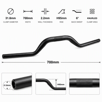 Stang Sepeda Besar 31.8 700mm 2.2mm H95 6 Derajat Center Knurled Sand Black