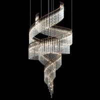 Lustres en verre en spirale LED de luxe modernes, lustre pour escalier long, lustre pour escalier à haut plafond, lustre pour hôtel