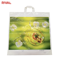 Sacs de Course en Plastique Personnalisés avec Logo, Poignées Boucles Patch, Excellente Portabilité, pour Supermarché, PE HDPE LDPE