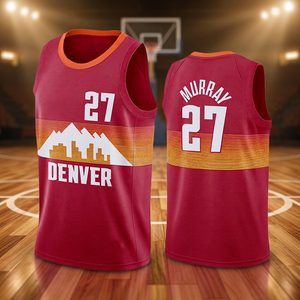 เสื้อบาสเก็ตบอลเดนเวอร์ นักเก็ตส์ 27 เมอร์เรย์เสื้อกล้ามตาข่ายสีแดงสำหรับผู้ชายพิมพ์ลายระบายอากาศได้ดีชุดทีม - Product Image 4