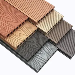 WPC Embossed Grain Decking Solid Waterproof Wooden Laminated Flooring Outdoor Plastic Deck Floor Covering with High Quality