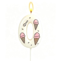 Bougies d'anniversaire numériques Erri Wish 0-9, motif cornet de crème glacée rose, en cire non toxique, faites à la main, pour gâteaux, Nouvel An, bars et fêtes