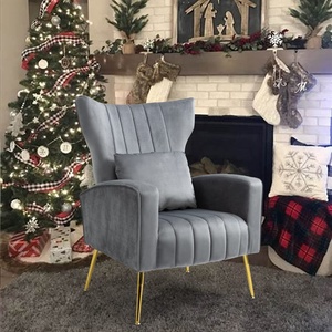Set di mobili per divani sedia con schienale alto per camera da letto sala lettura supporto ergonomico sedia per il tempo libero in tessuto di velluto <span class=keywords><strong>poltrona</strong></span> grigia - Product Image 2