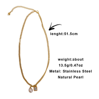 Muses Jewels - Vente flash - Collier avec pendentif en perles naturelles personnalisées - Acier inoxydable plaqué or - Style méditerranéen