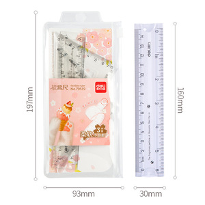 Ensemble de règles Deli 15 cm en plastique, rapporteur et triangles métriques pour usage scolaire - Product Image 2