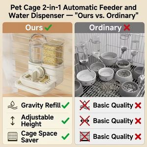 Automatic Pet <b>Feeder</b> With Adjustable Height For <b>Cats</b> Plastic Dual Container Water And Food Dispenser Modern Design Indoor Use - Product Image 6
