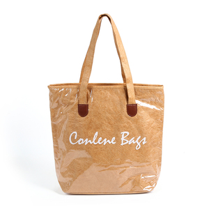 Sac fourre-tout <span class=keywords><strong>en</strong></span> Pvc avec Logo imprimé personnalisé doublé, sac fourre-tout <span class=keywords><strong>en</strong></span> papier Dupont facile à sortir, sac fourre-tout pratique pour dames - Product Image 4