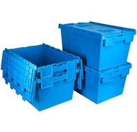 Grande boîte de transport en plastique empilable et emboîtable pour entrepôt, supermarché, logistique et distribution, avec couvercle