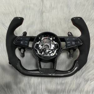 Volante Piatto in Vera Fibra di Carbonio Perforata YLD Compatibile con <span class=keywords><strong>Audi</strong></span> 10-15 R8 TT 13-17 SQ5 - Product Image 2