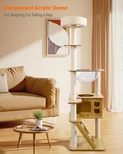 Arbre à chat en sisal et velours, classique, moderne, luxueux et écologique, avec enclos pour litière et emballage en carton, vente en gros - Product Image 3