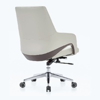 Chaise de bureau de direction moderne blanche à dossier haut avec revêtement en cuir PU, design ergonomique pivotant pour bureau à domicile