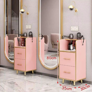 Carrito de Peluquería de Diseño Moderno y Lujoso, Carrito Metálico de Alta Calidad con Material de Madera, 2 Cajones, Elegante para Barbería - Product Image 1