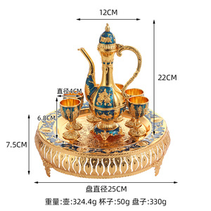 ชุดไวน์วินเทจสุดหรู สไตล์ยุโรป  วัสดุโลหะผสมสังกะสี  ชุดไวน์คลาสสิกแปดชิ้น - Product Image 1