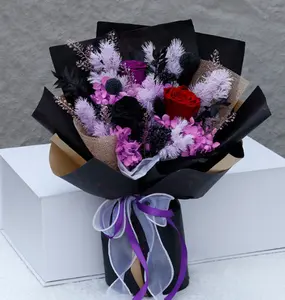 Wholesale Mother's Day Artificial Rose Gifts Eternal Flower Bouquet Red Purple Rose Bouquets Preserved Flowers