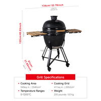 Barbecues au charbon de bois en céramique Kamado SEB de 23,5 pouces, Asadores, grills au charbon de bois de 13 à 29 pouces pour cuisine extérieure