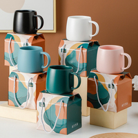 Vente en gros de tasses à thé en porcelaine de grande capacité de 16 oz, finition mate, logo de marque personnalisé imprimé, tasse à café en céramique pour cadeau promotionnel
