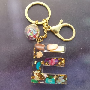 <span class=keywords><strong>Porte</strong></span>-<span class=keywords><strong>clés</strong></span> lettre époxy feuille d'or turquoise <span class=keywords><strong>porte</strong></span>-<span class=keywords><strong>clés</strong></span> lettre initiale avec pompon, <span class=keywords><strong>porte</strong></span>-<span class=keywords><strong>clés</strong></span> cristal fait main résine artisanat bijoux - Product Image 6