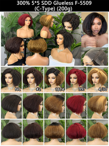 FH 5x5 Lace Front C Type Raw Human Hair <b>Short</b> Bob Glueless Afro Kinky Straight <b>Short</b> <b>Wig</b> Human Hair - Product Image 6