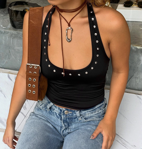 Viviblook C26TP063 Blusa Casual de Verano para Mujer, Top Halter sin Mangas, Chaleco Corto para Damas - Product Image 3