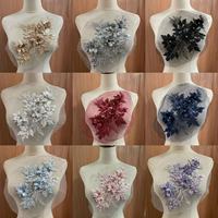 Nouvelle applique en tissu polyester à fleurs 3D en dentelle, accessoires de vêtement, décorations en diamant, patchs décoratifs DIY