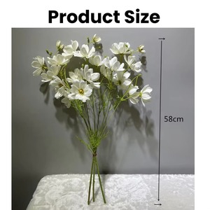 Fleurs artificielles en soie Liyu Pengpeng Cosmos Bipinnatus blanches pour la décoration de la maison, des mariages et des fêtes - Product Image 2