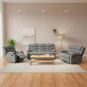 Luxury Modern Living Room Recliner <b>Sofa</b> Set, Made of PU Leather, with Removable Storage <b>Table</b> - Product Image 5