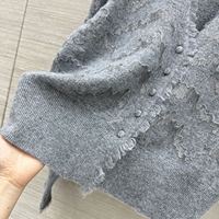 Cardigan en tricot vintage de haute qualité pour femme, à manches longues et col en V, brodé, style préparatoire, pour le printemps et l'automne