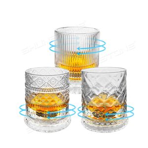 New Arrival <strong>Crystal</strong> Creative Rotating Whiskey Glass Drinking Cup with Glass Tray Rock Spinning Whisky Glass Shunstone Factory - Product Image 1