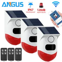 Système d'alarme solaire extérieur étanche WiFi sans fil Sirène Télécommande Son Lumière stroboscopique Détecteur de mouvement solaire pour App Alarme solaire