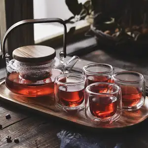 Boro silikat glas Teekanne Hitze beständige quadratische Glas teekanne mit Teekanne Filter Blume Teekanne Set