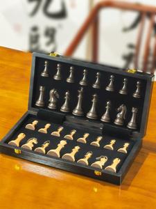 Coffret cadeau haut de gamme, jeu d'échecs, grand échiquier pliable en trois dimensions pour enfants et adultes, 15 pouces - Product Image 6