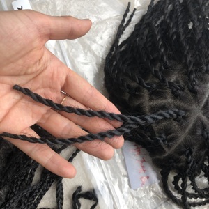 Prothèse capillaire pour <span class=keywords><strong>homme</strong></span> en cheveux Remy tressés, noirs, 100% cheveux humains indiens, en PU avec nœud simple et design droit - Product Image 3