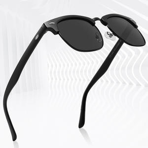 Nuevas Gafas de Sol Retro de Estilo Europeo Americano con Media Montura para Hombre, UV400 Polarizadas, Marco de PC, Lentes Negras TAC, Protección Solar - Product Image 1