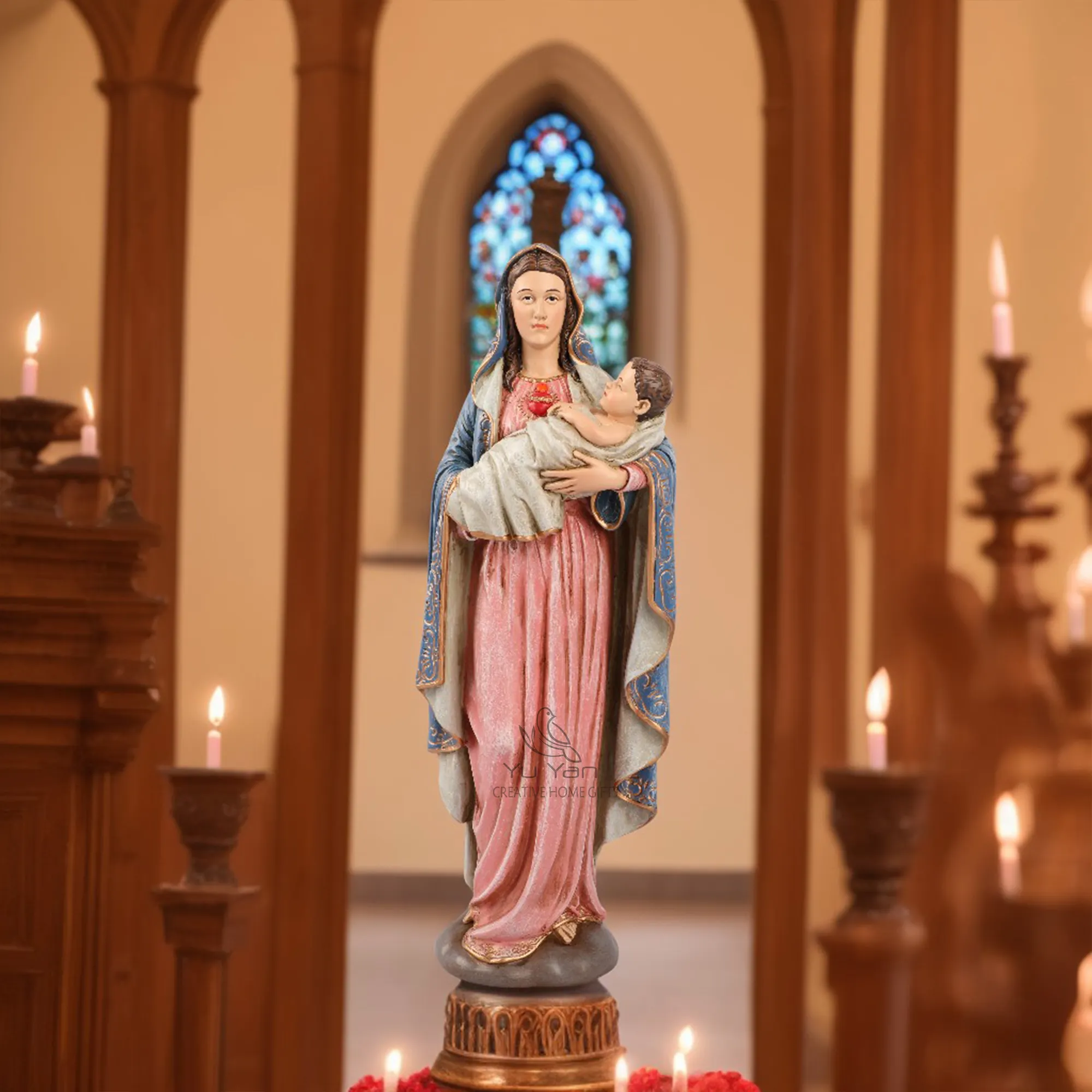 공장 도매 가톨릭 종교 동상 수지 기독교 종교 수지 공예 처녀 어머니와 그리스도 c