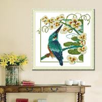 Tissu Aida Motif Oiseaux et Fleurs 16/14/11CT, Tissu Pré-imprimé ou à Broder Soi-même, Motif Point de Croix DIY pour Débutants, Toile de Broderie Décorative