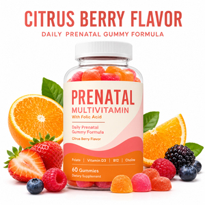 Vitamines gélifiées bio en gros à faible teneur en sucre pour femmes : Pré-natal (C, D, E, B12, Acide Folique) – Équilibre hormonal, aide à l'ovulation, cycles réguliers - Product Image 2