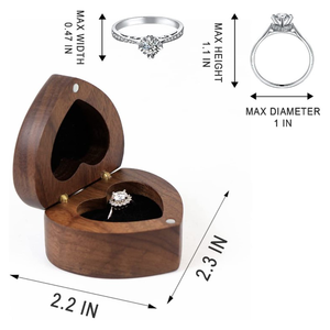 Tự làm nhung mềm nội thất chủ đề nghị Đính Hôn lễ cưới EcoFriendly Món quà trang sức bông tai trường hợp gỗ hộp nhẫn trái tim - Product Image 3