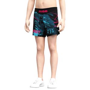 Side Slit Cut MMA Shorts Non-Velcro Design Front and <b>Back</b> Branding <b>Patch</b> Constructed and Quick Dry Fabric for NO GI BJJ - Product Image 5