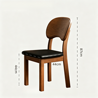 Ensemble de 2 chaises de salle à manger en bois massif, finition noyer, dossier incurvé ergonomique, coussin en cuir pour la maison, la cuisine, les meubles de restaurant