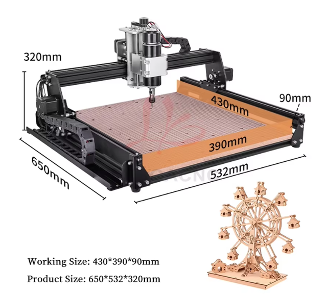 CNC Engraving Machine Supports Laser Rotary Axis MDF Aluminum Version Laser Engraver Cutting