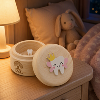 Boîte à dents de bébé en bois gravée sur mesure, en bois naturel, boîte à souvenirs de la Fée des Dents, caractéristiques durables pour la croissance et les souvenirs de l'enfant
