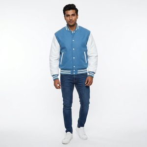Custom Hip Hop Latest Design Streetwear Varsity <b>Jacket</b> Genuine <b>Leather</b> Winter Breathable Cotton Plus Size Waterproof Stand <b>Men</b> - Product Image 1