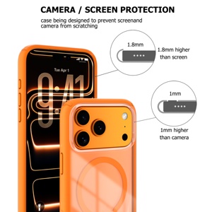 Funda Protectora Transparente Antiamarilla de TPU y PC Súper Resistente para <span class=keywords><strong>iPhone</strong></span> 17 Pro Max, Color Naranja, Venta al por Mayor - Product Image 4