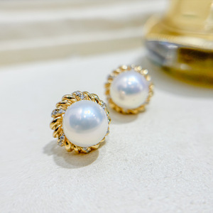 S925 Pure Silver DIY Pearl Accessories 11-12mm Round Beads & <b>Fine</b> <b>Stud</b> <b>Earrings</b> with Empty Tray 22269 - Product Image 2