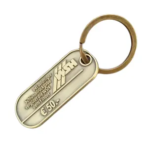 Free Design Metal Oval Shaped Key Chain Promotional Bronze Plated Nameplate Engraved Logo Key Ring Holder Wallet Key Tag