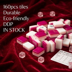 HIMORE – Jeu de <span class=keywords><strong>Mahjong</strong></span> américain de luxe personnalisable de 160 tuiles en acrylique rose, avec 4 couches de gravure, collection Glitterville - Product Image 1